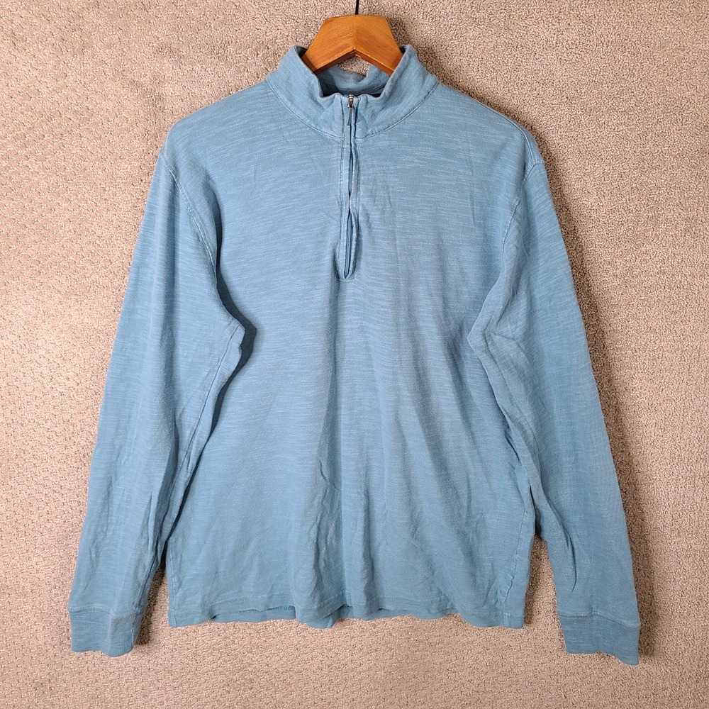 Orvis‎ Shirt Mens M Blue 1/4 Zip Pullover Long Sleeve Cotton Casual Sweatshirt